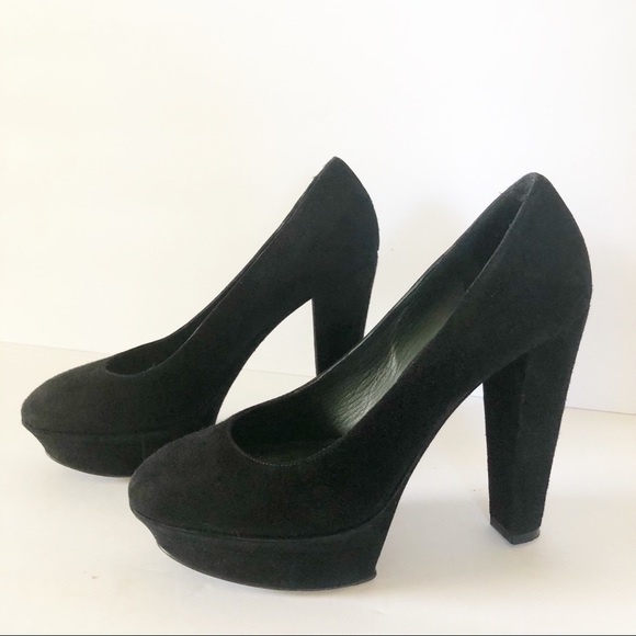 Donna Karan Collection Black Suede Platform Pumps - Picture 6 of 14